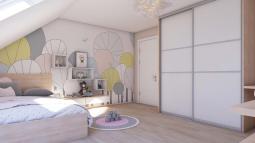 Oprema otroške sobe v mansardi