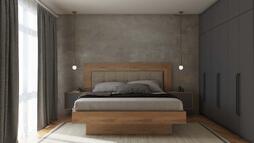 Postelja Akron z oblazinjenim vzglavjem