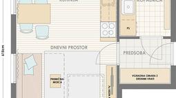 _tloris garsonjere 45 m2