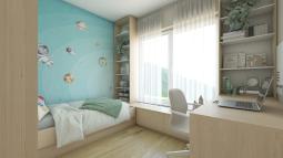 knjižna omara ob postelji