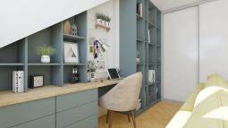 pisalna miza in vgradne police