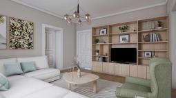 tv regal s knjižno omaro v dnevni sobi Jana